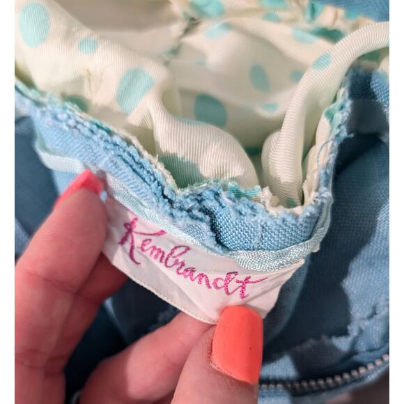 Rembrandt Blue Polka Dot and Linen 40s Dress - Picture 8 of 8